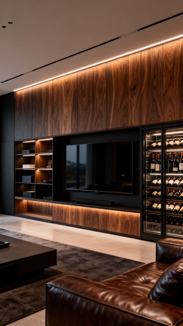 Image of Full Wall TV Cabinet & Wine Display
