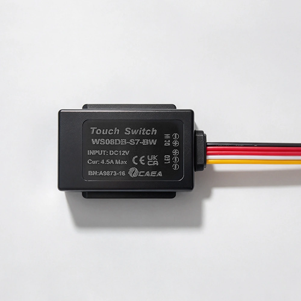 WS08DB 12V Single-Key Mirror Touch Switch with 3 Color Temperatures & Stepless Dimming WS08DB-S7-BW 3